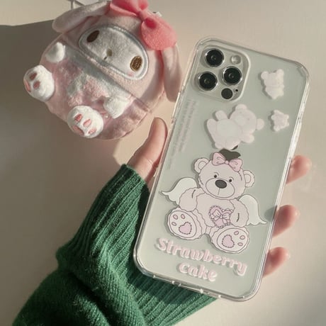 [韓国商品] Ribbon bear jellhard iphone case
