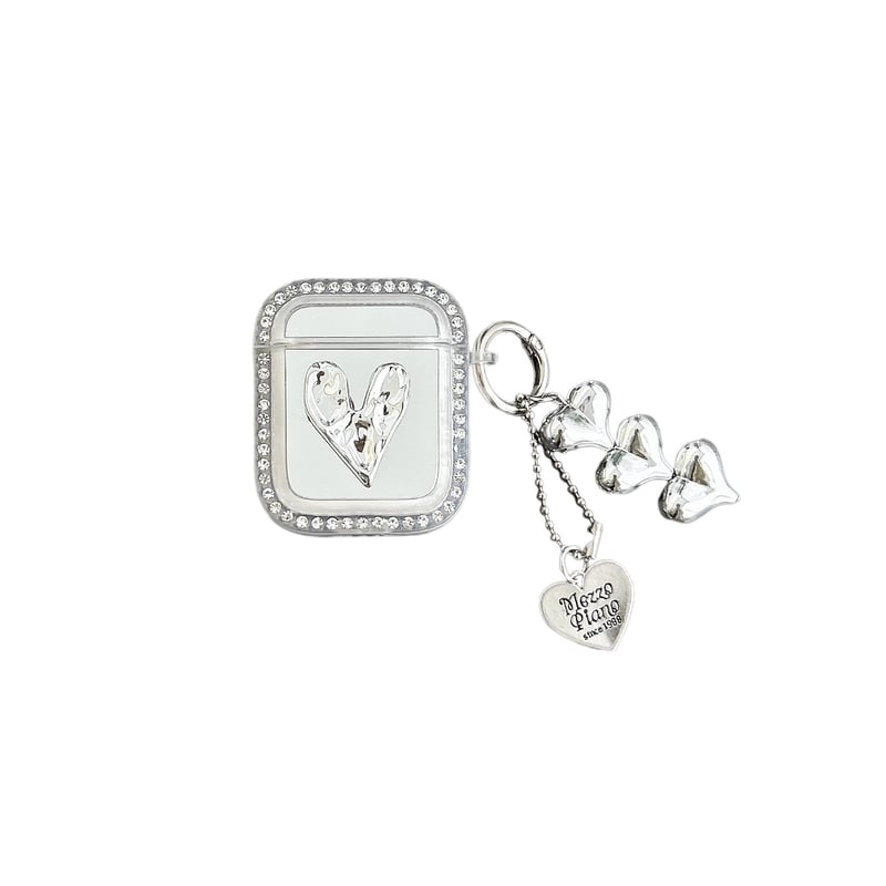 Silver heart jewel strap airpodsケース | Etoilee Silver heart jewel strap airpodsケース | Etoilee