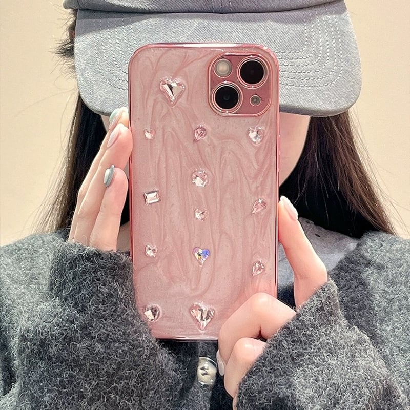 Pink jewel metal side iphoneケース スマホケース | Etoilee Pink jewel metal side iphoneケース スマホケース | Etoilee