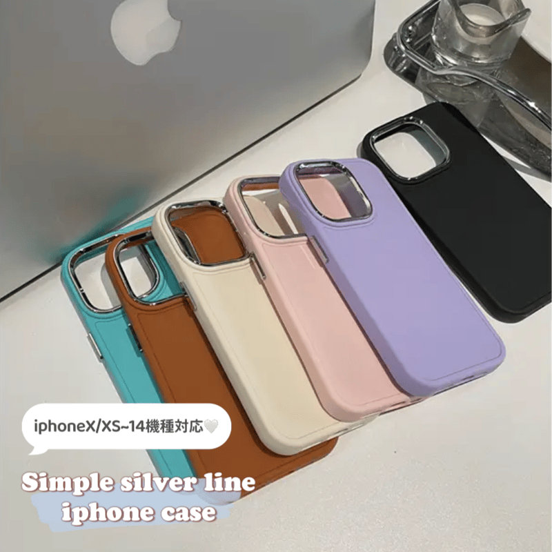 Simple silver line iphoneケース (6colors) スマホケース ア Simple silver line iphoneケース (6colors) スマホケース ア