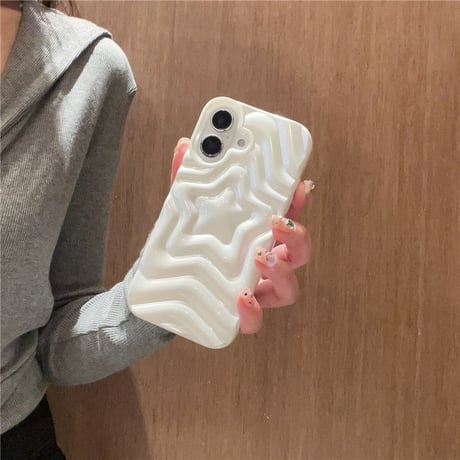 White pearl star shape iphoneケース