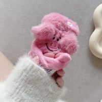 Pink pig flower fur airpodsケース
