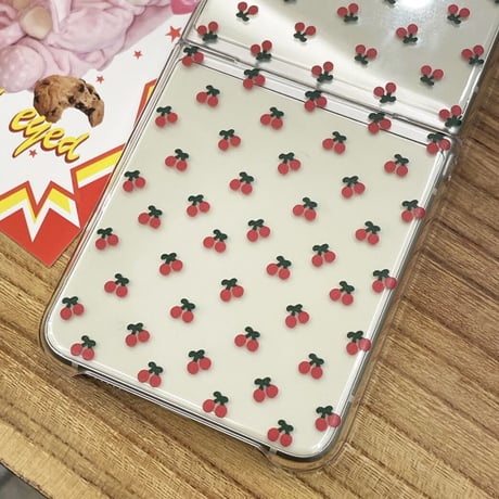 [韓国商品] Cherry pattern clear hard Z Flip3 case