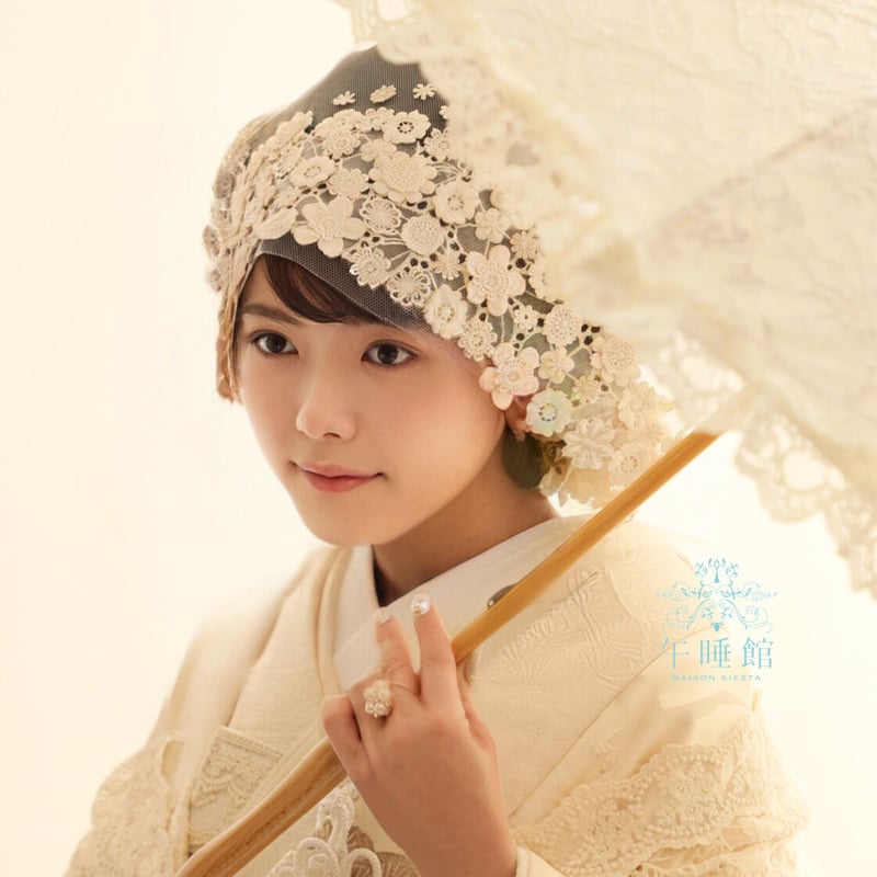 ヴィンテージ ロマンチック 帽子 レース No.54モチーフレースの綿帽子〜bless〜 | 午睡館 maison siesta
