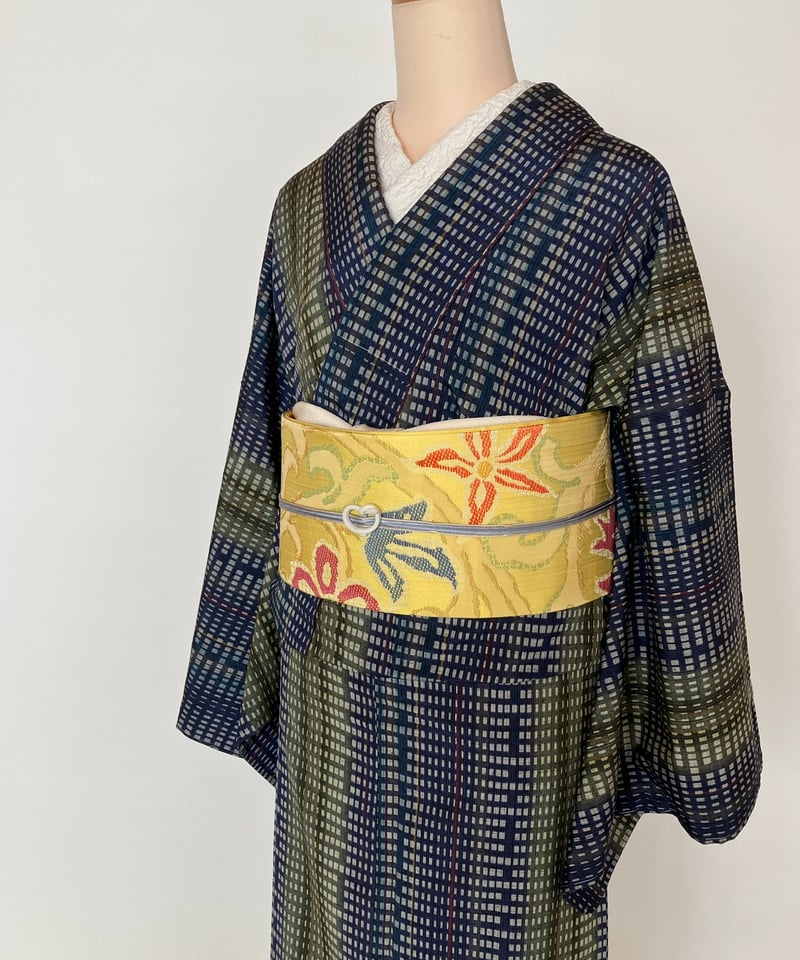 平和屋本店■極上　1854年創業　帯屋捨松　六通柄袋帯　唐織　草花文　黄朽葉色地　逸品　CYAA1367s5 平和屋本店○極上 1854年創業 帯屋捨松 六通柄袋帯 唐織 舞花文 黒地