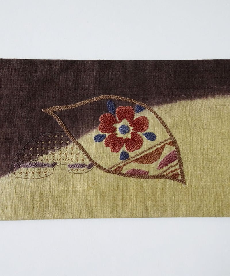 未使用】スワトウ刺繍と相良刺繍の九寸名古屋帯［N034］ | kimono ulala