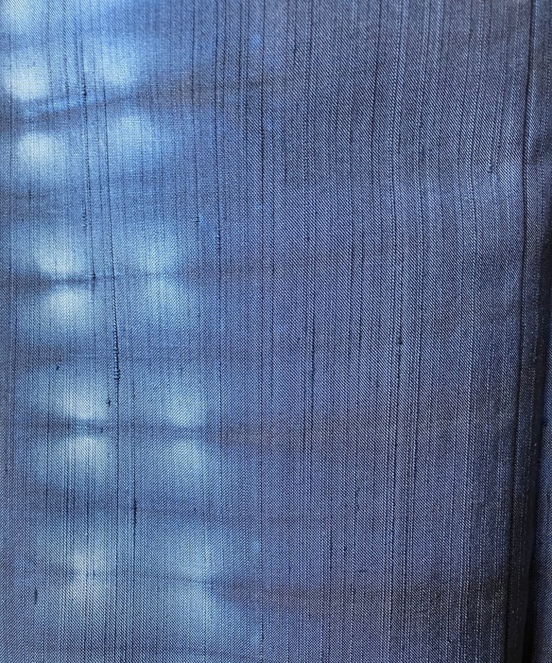 藍色 絞り縞模様 袷紬 正絹 大きめサイズ［K178］ | kimono ulala