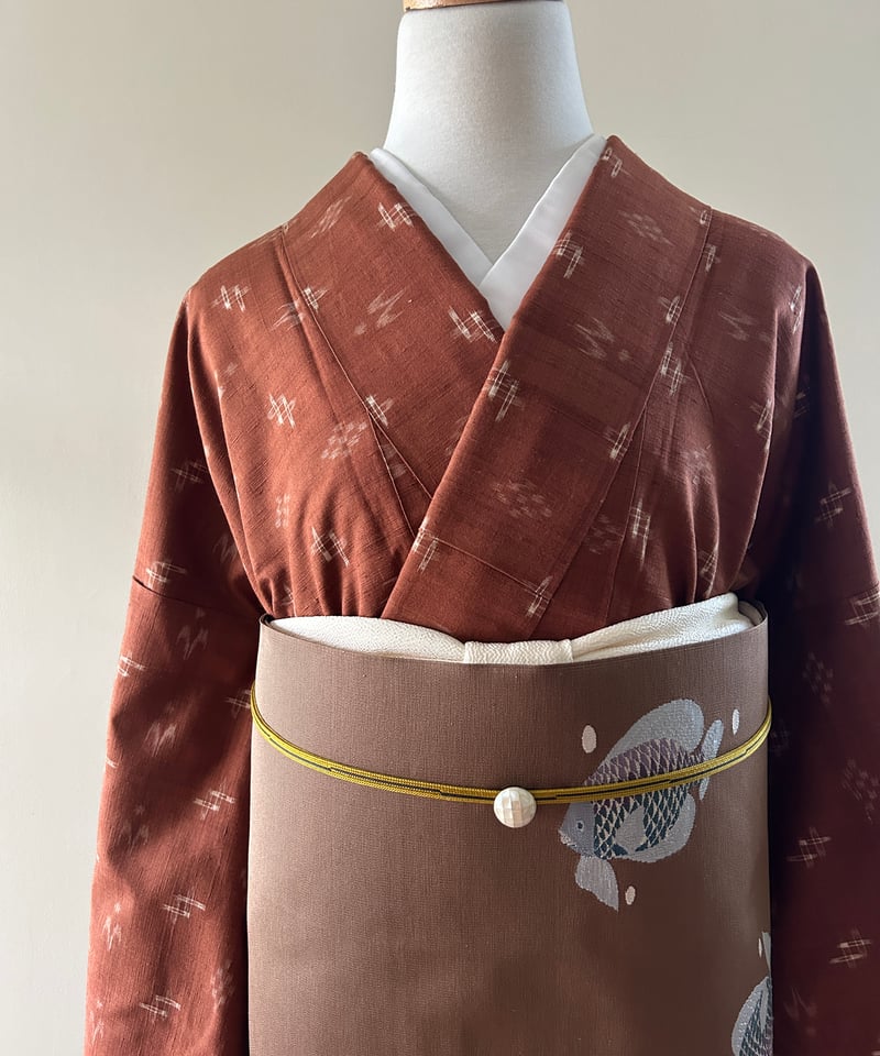 紬 エレガントなエビ茶色の久米島紬［K166］ | kimono ulala