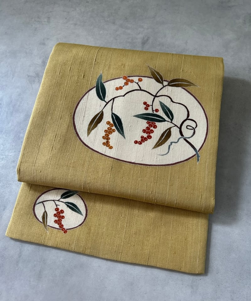 南天 ポイント柄名古屋帯 辛子色［N120］ | kimono ulala