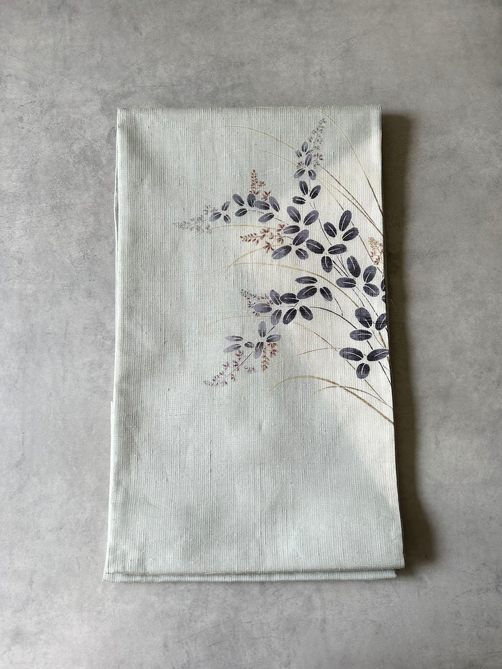 未着用　夏用　紗　萩模様　花模様　金糸　袋帯　着物　035a p 紗の袋帯 白藍の地に萩の花［F052］ | kimono ulala