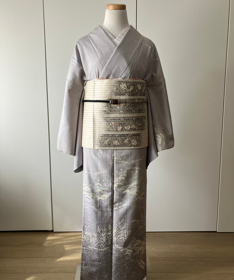 つむぎ 単衣 五代目 諏訪好風 野の花染 真綿紬 訪問着 紋なし 五代目 諏訪好風作 野々花染 紬訪問着 | 特選きものコレクション