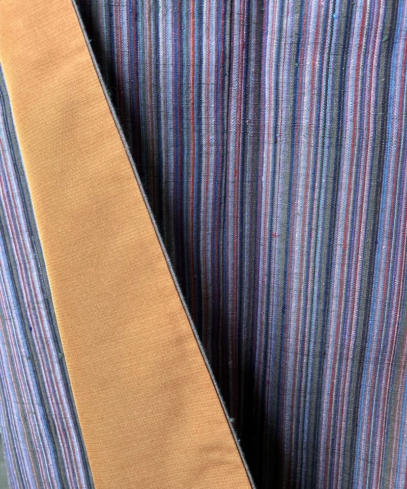 結城紬 茶系×カラフル縞模様 袷 正絹 証紙なし［K187］ | kimono ulala