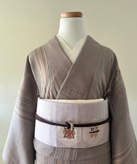 希少】郡上紬 着物 多色縞模様 正絹 手織り カジュアル普段着 サイズ