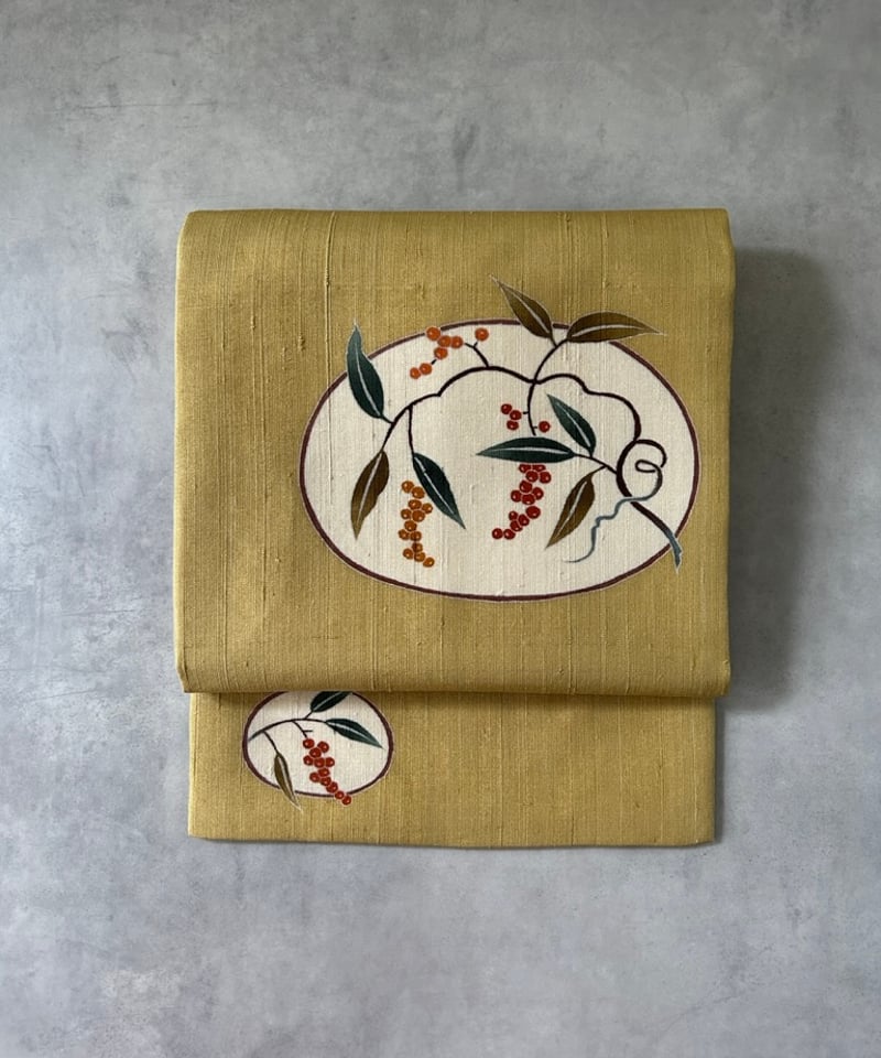 南天 ポイント柄名古屋帯 辛子色［N120］ | kimono ulala