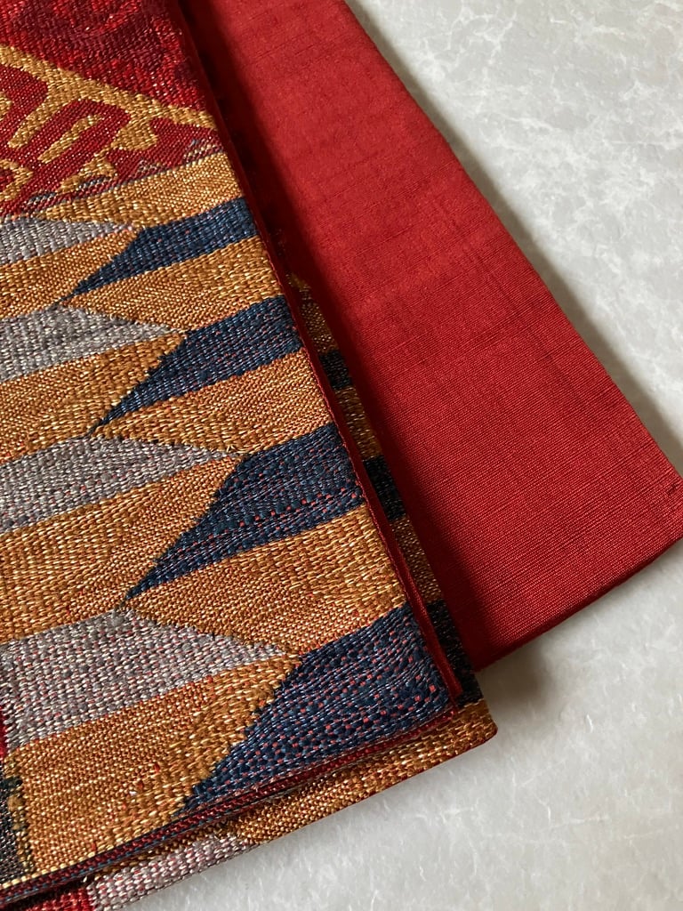 [更に値引きしました] 　袋帯　フォーマル　美品　鮮やかな抽象模様 モダンアート風 抽象柄 袋帯 赤［F053］ | kimono ulala