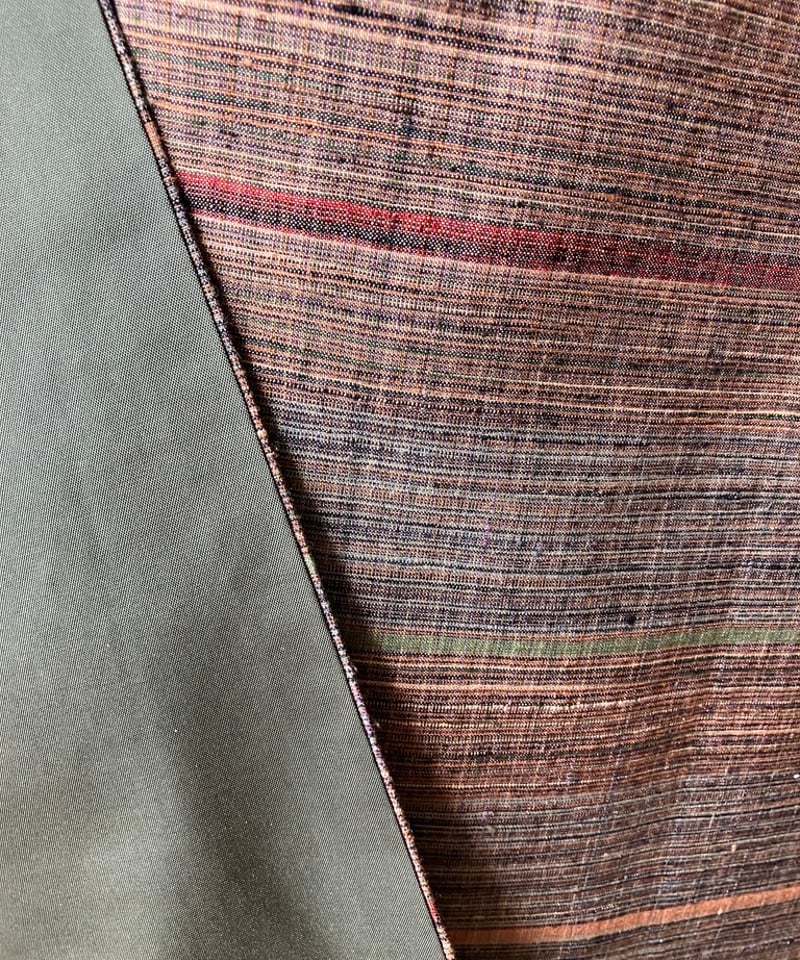 希少】郡上紬 着物 多色縞模様 正絹 手織り カジュアル普段着 サイズ