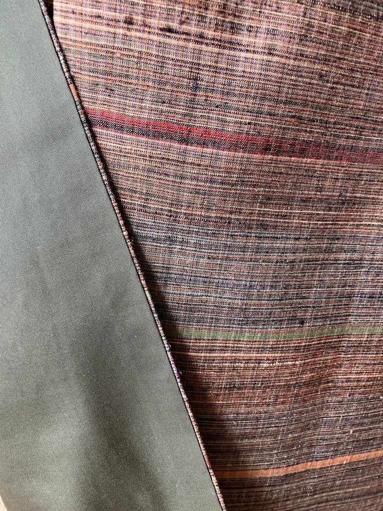 希少】郡上紬 着物 多色縞模様 正絹 手織り カジュアル普段着 サイズ