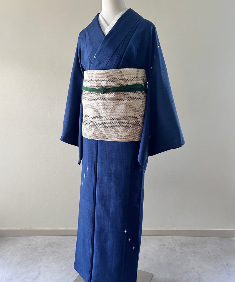 本藍染 絣柄紬 藍色 紺［K164］ | kimono ulala