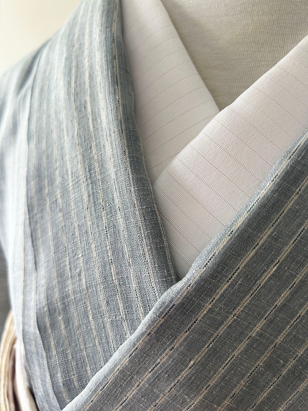本結城紬 縞模様 ストライプ ブルーグレー［K161］ | kimono ulala