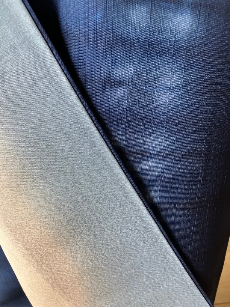 藍色 絞り縞模様 袷紬 正絹 大きめサイズ［K178］ | kimono ulala