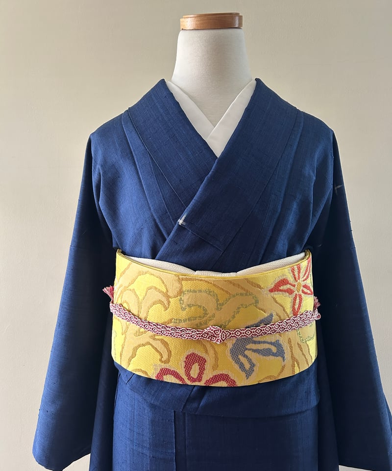 本藍染 絣柄紬 藍色 紺［K164］ | kimono ulala