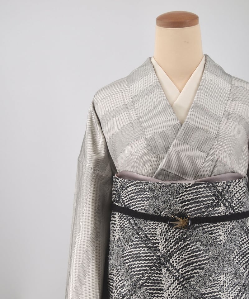 本場奄美大島「無月」泥染絣帯 ブラック×グレー［F003］ | kimono ulala