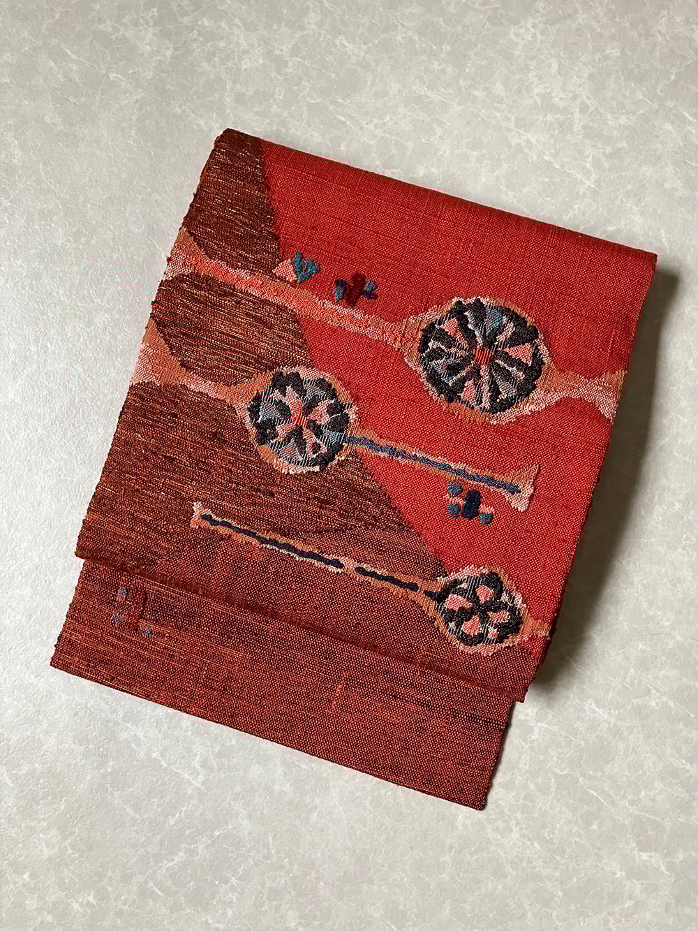 名古屋帯 真綿紬 抽象花柄模様 KO-1622 名古屋帯 真綿紬 抽象花柄模様 KO-1622