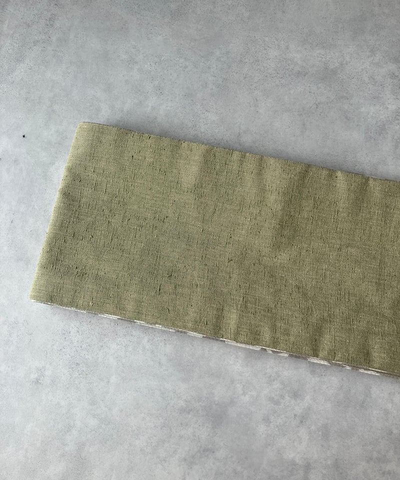 【美品】半幅帯　型染め　木綿 KIMONOMACHI 半幅帯 木綿半幅帯 着物 帯 「オレンジレッド×グレー