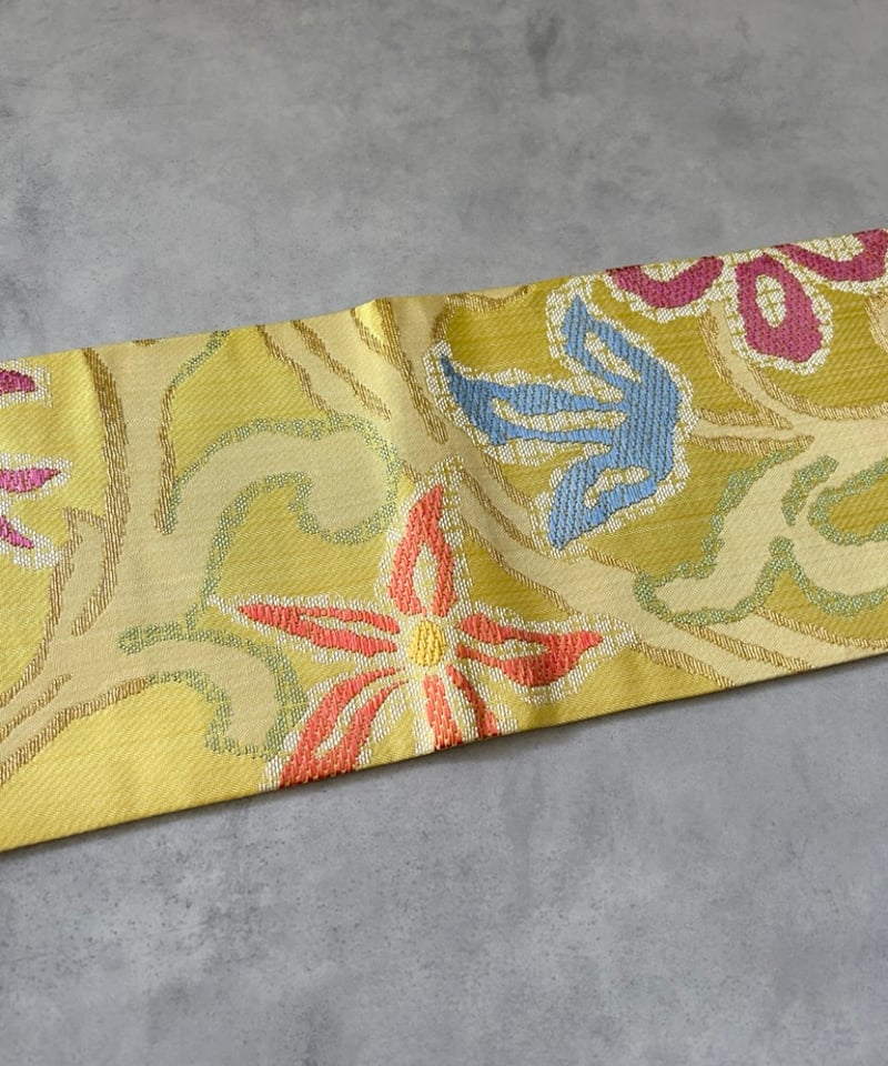 帯屋捨松】名古屋帯 黄色花文様［N118］ | kimono ulala