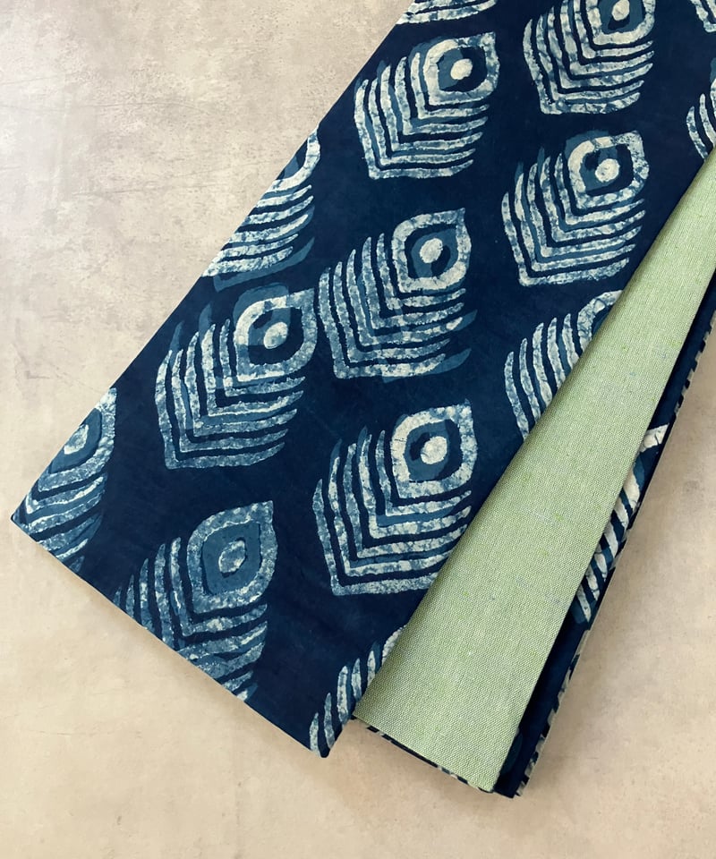 新品　半巾帯　ブルー系　リバーシブル リバーシブル藍染半幅帯