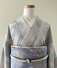 本結城紬 縞模様 ストライプ ブルーグレー［K161］ | kimono ulala