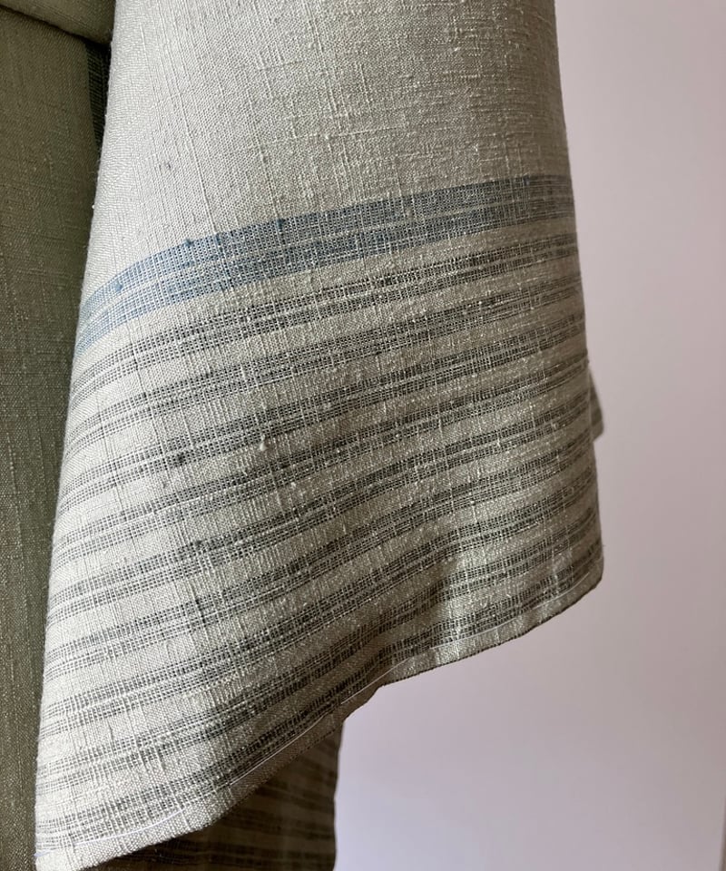 淡青緑の繊細縞 本場結城紬 大きめサイズ［K173］ | kimono ulala