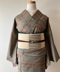 藍色 絞り縞模様 袷紬 正絹 大きめサイズ［K178］ | kimono ulala