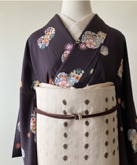 希少】郡上紬 着物 多色縞模様 正絹 手織り カジュアル普段着 サイズ