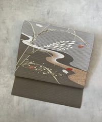 モノトーン幾何学模様袋帯 白 黒 金［F043］ | kimono ulala