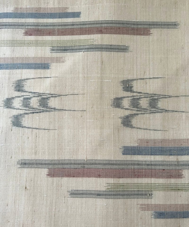 琉球絣 名古屋帯 生成り地×幾何学模様 手織り紬帯［N110］ | kimono ulala