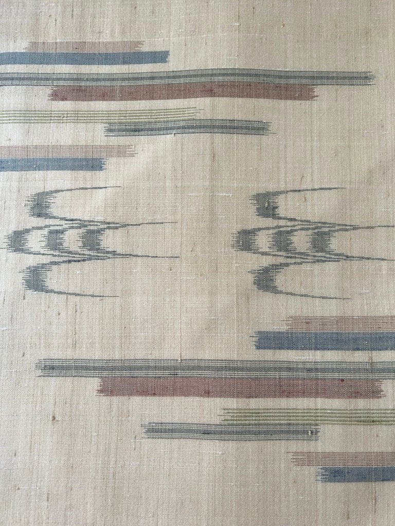 Linshanfuwari様　［ 名古屋帯 ］正絹　紬地　濃いめの生成り　幾何学 Linshanfuwari様 ［ 名古屋帯 ］正絹 紬地 濃いめの生成り 幾何学