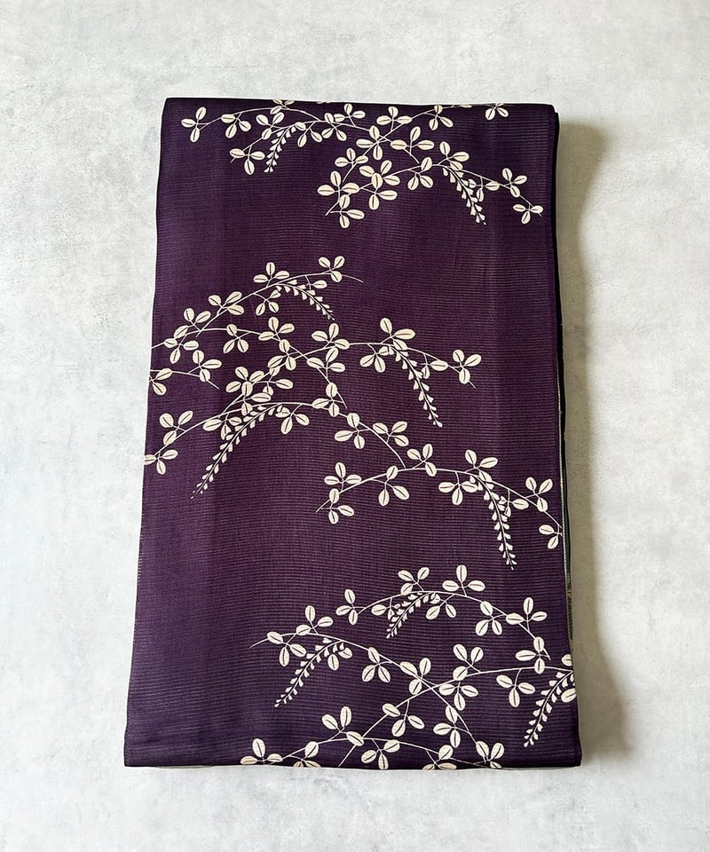 絽 夏名古屋帯 紫の地に白い萩の模様［N106］ | kimono ulala