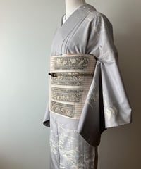 K0917 美品 逸品 希少 郡上紬 正絹 小紋 証紙 不揃い 希少】郡上紬 着物 多色縞模様 正絹 手織り カジュアル普段着 サイズ