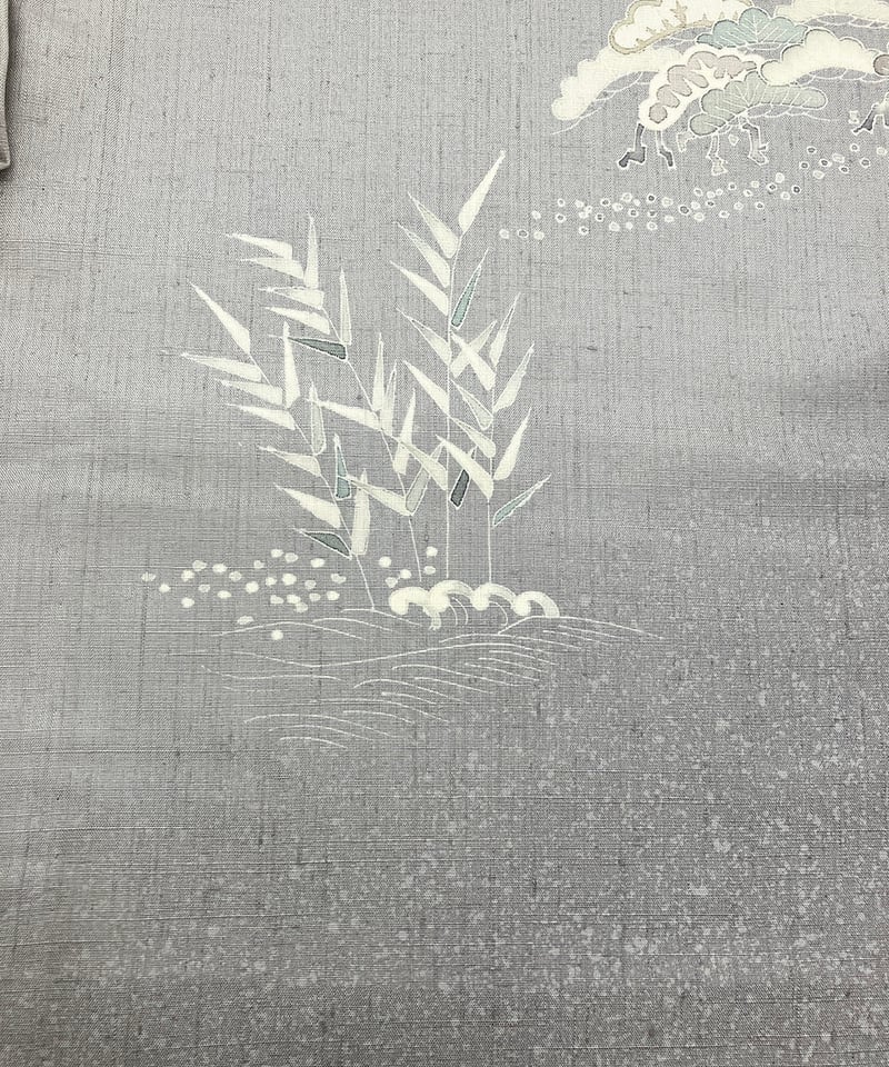 単衣訪問着】奥順 茶屋辻網浜蒔糊蝋結結城紬 一つ紋［K117