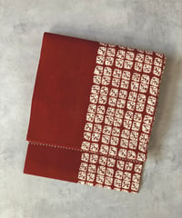 茜染 絞り文 名古屋帯 正絹 深茜のニュアンスカラー［美品］［N175］
