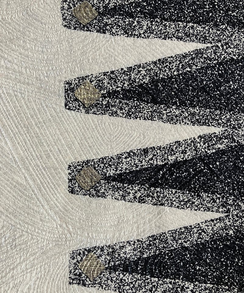モノトーン幾何学模様袋帯 白 黒 金［F043］ | kimono ulala