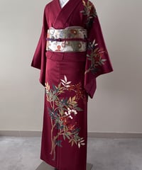 藍色 絞り縞模様 袷紬 正絹 大きめサイズ［K178］ | kimono ulala