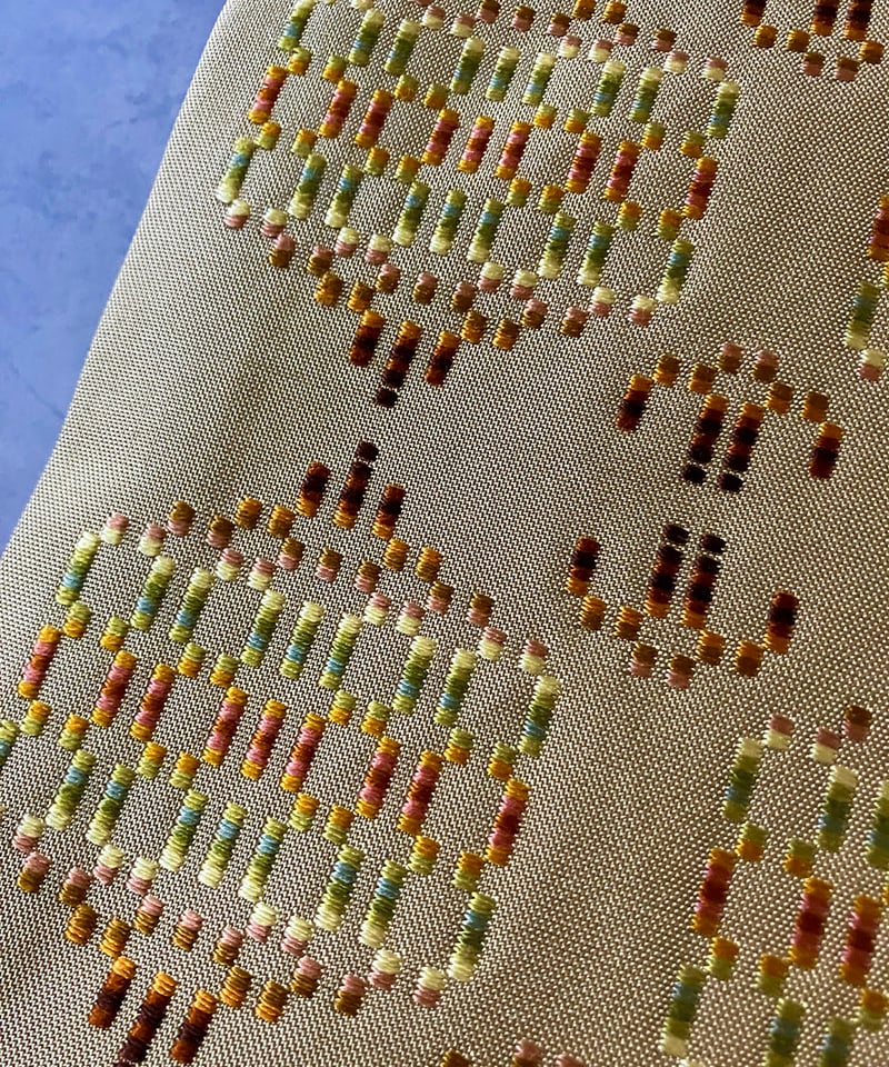 首里花織 名古屋帯 正絹 琉球織物×幾何学文様 柔らかな黄色