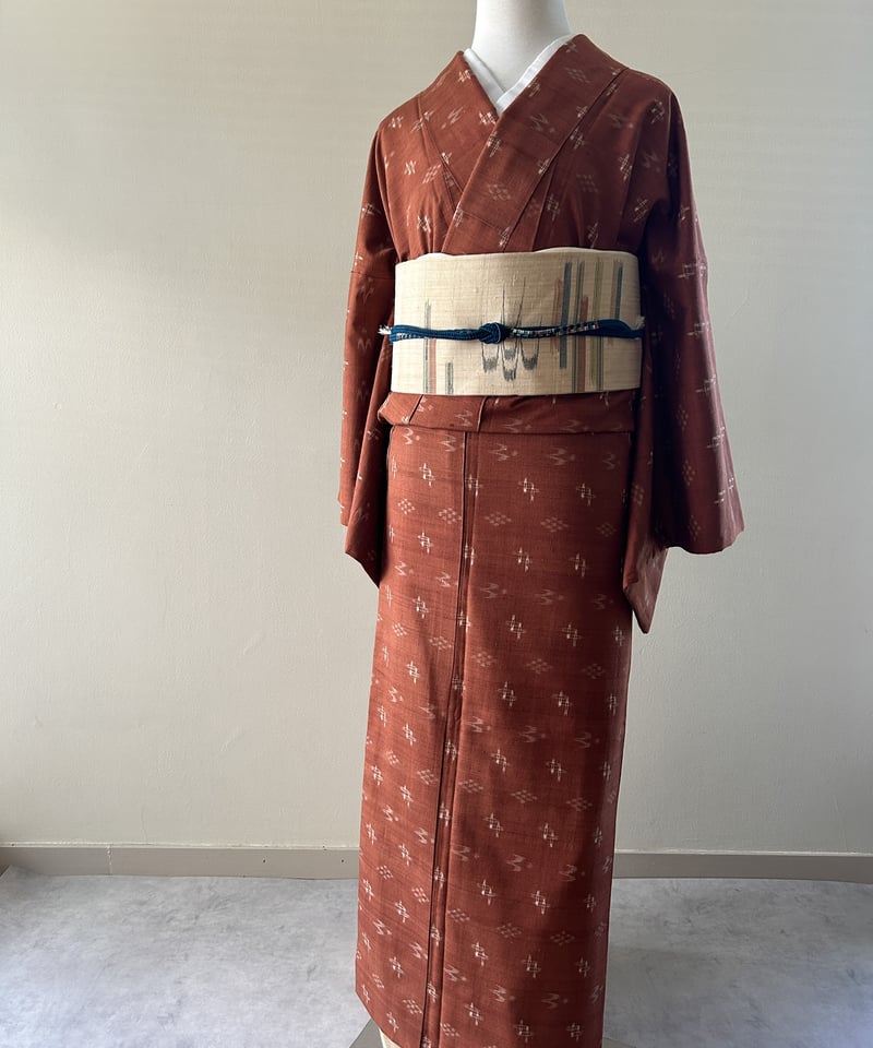エレガントなエビ茶色の久米島紬［K166］ | kimono ulala