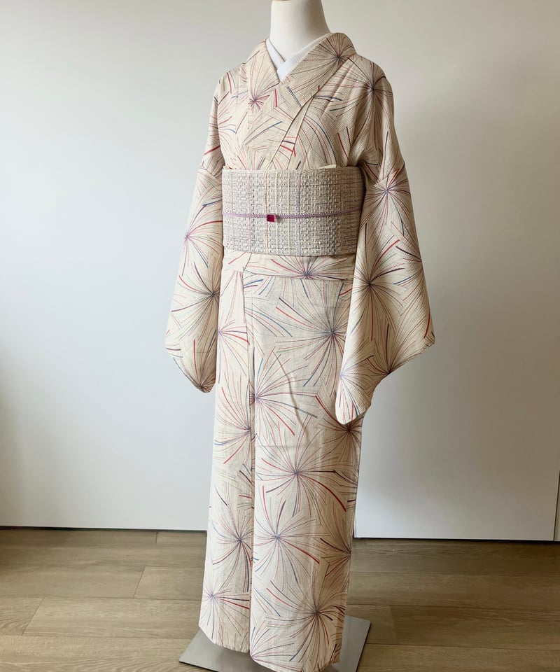 絹紅梅　浴衣 絹紅梅夏着物