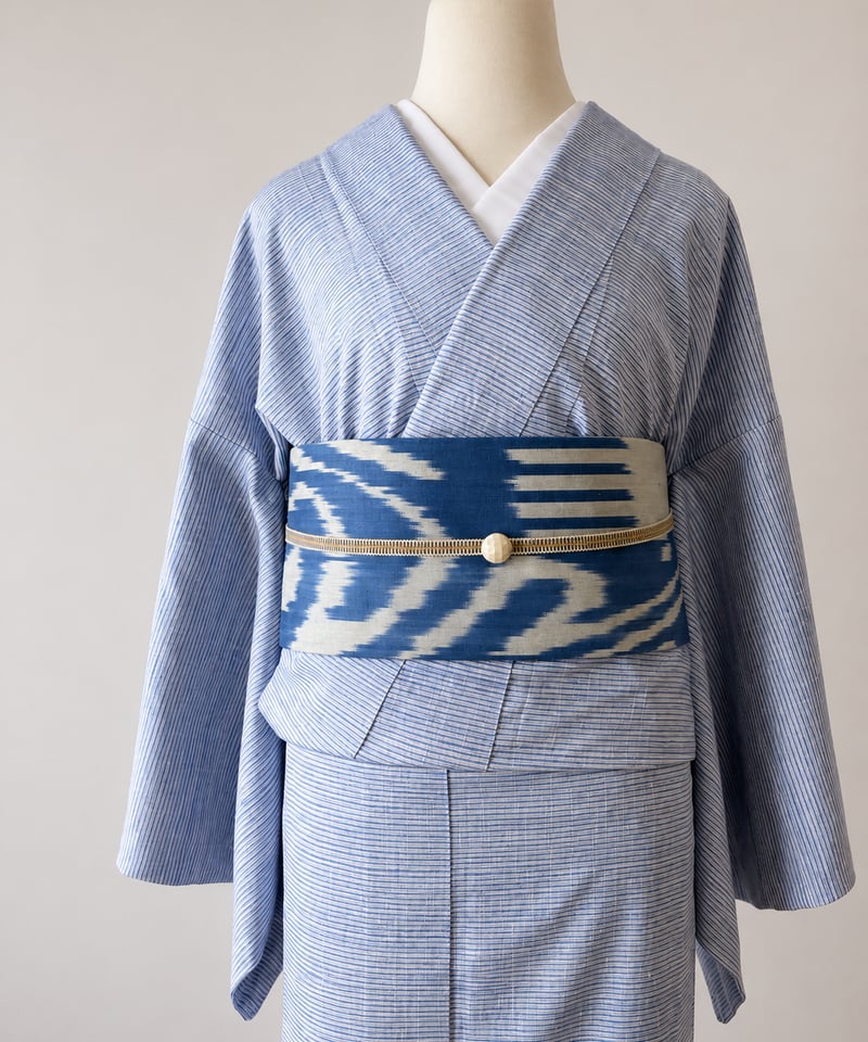 【単衣】アーガイル 美ブルー紬小紋正絹着物 ITEM | kimono ulala