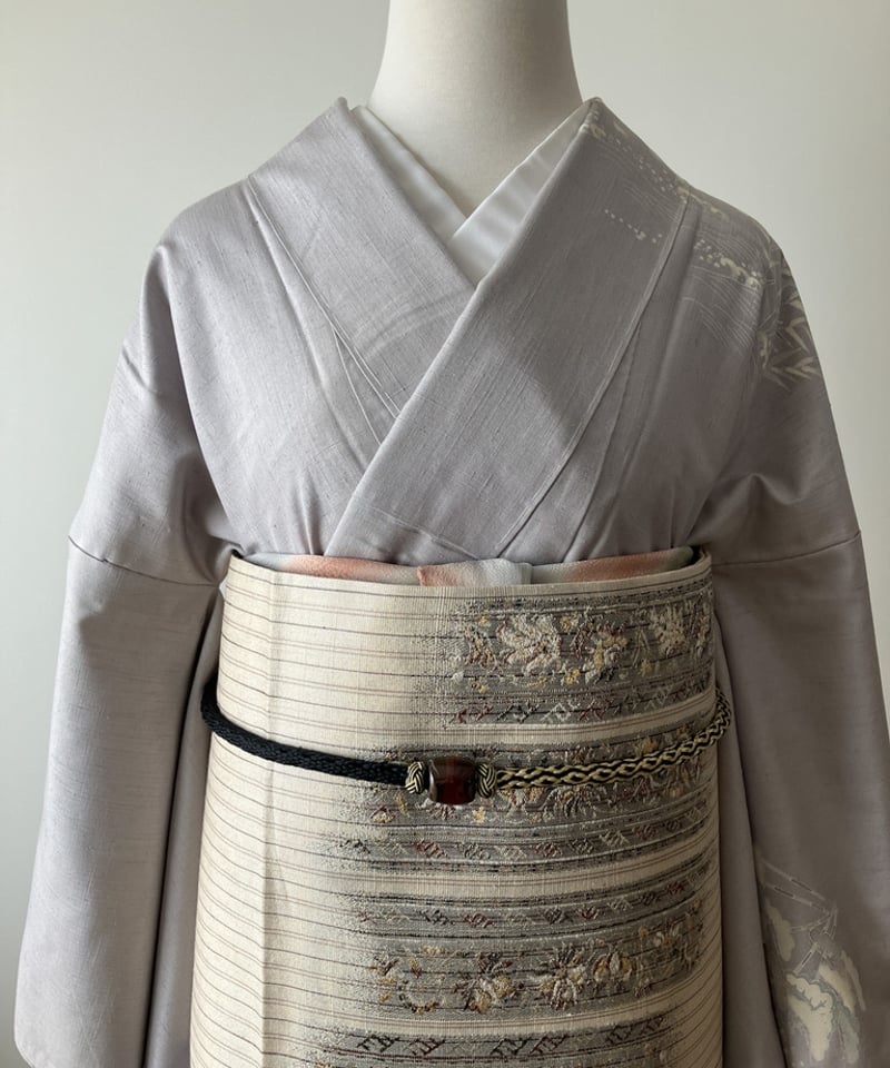 単衣訪問着】奥順 茶屋辻網浜蒔糊蝋結結城紬 一つ紋［K117