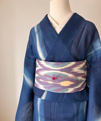 希少】郡上紬 着物 多色縞模様 正絹 手織り カジュアル普段着 サイズ
