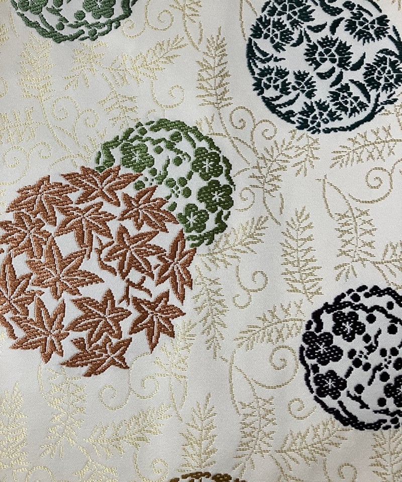 未使用】白地に丸紋 刺繍名古屋帯 川島織物［N094］ | kimono ulala